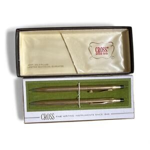 Vintage Cross 12Kt Gold Filled Ball Pen/Pencil Set Writing Set in Original Box